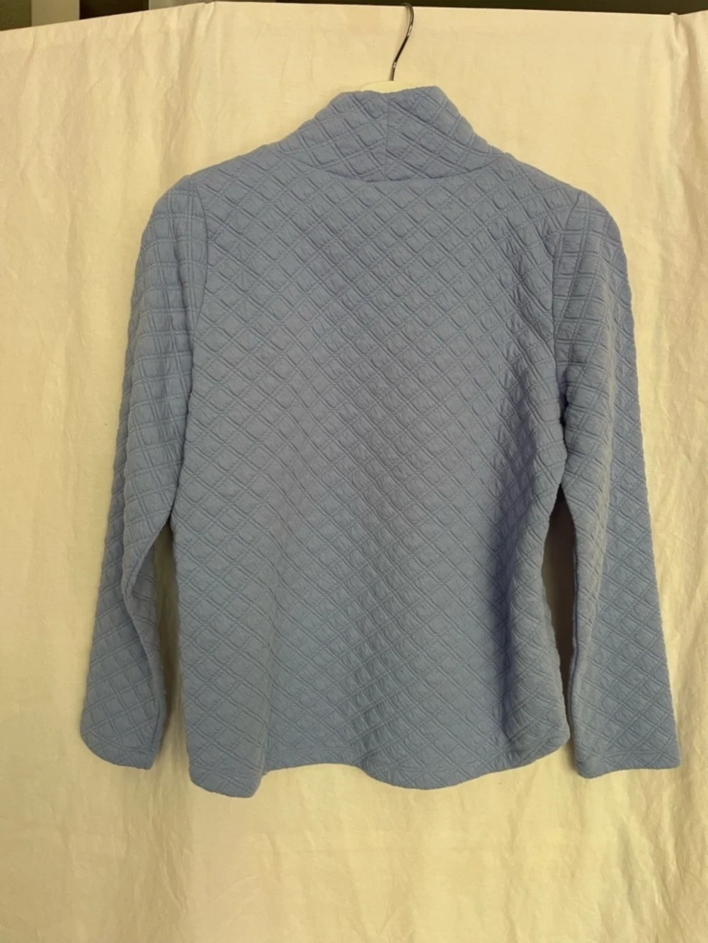 J. Crew Quilted Mockneck Pullover Periwinkle Diamond Knit Sweatshirt Size XS